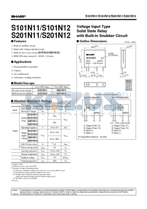 S101N12 datasheet - Voltage Input Type Solid State Relay with Built-in Snubber Circuit