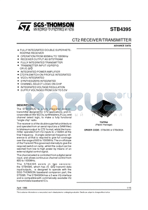 STB4395 datasheet - CT2 RECEIVER/TRANSMITTER