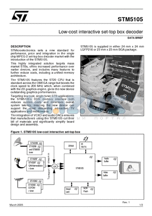 STB5105-REF/C datasheet - Low-cost interactive set-top box decoder