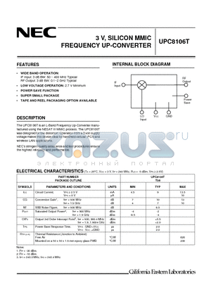 UPC8106T datasheet - 3 V, SILICON MMIC FREQUENCY UP-CONVERTER