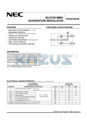 UPC8105GR datasheet - SILICON MMIC QUADRATURE MODULATOR