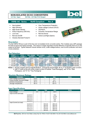 VRPB-15C25S datasheet - NON-ISOLATED DC/DC CONVERTERS