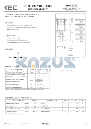 S10A2CIC datasheet - SUPER FAST RECOVERY RECTIFIER DIODE