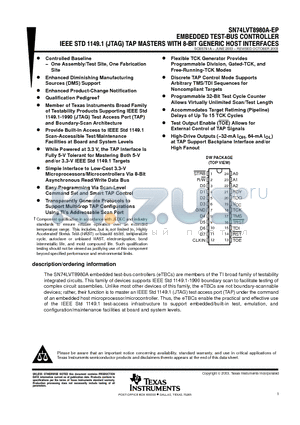 SN74LVT8980A-EP datasheet - EMBEDDED TEST-BUS CONTROLLER IEEE STD 1149.1 (JTAG) TAP MASTERS WITH 8-BIT GENERIC HOST INTERFACES