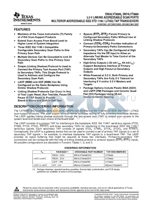 SN74LVT8986 datasheet - 3.3-V LINKING ADDRESSABLE SCAN PORTS MULTIDROP-ADDRESSABLE IEEE STD 1149.1 (JTAG) TAP TRANSCEIVERS