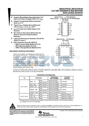 SN74LVTH126 datasheet - 3.3-V ABT QUADRUPLE BUS BUFFERS WITH 3-STATE OUTPUTS