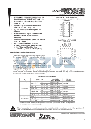 SN74LVTH126D datasheet - 3.3-V ABT QUADRUPLE BUS BUFFERS WITH 3-STATE OUTPUTS