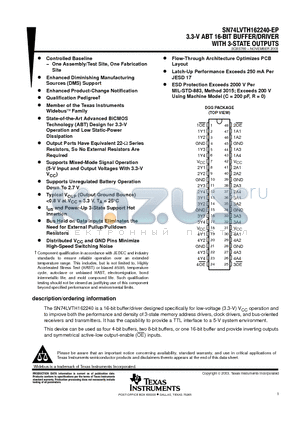 SN74LVTH162240-EP datasheet - 3.3-V ABT 16-BIT BUFFER/DRIVER WITH 3-STATE OUTPUTS