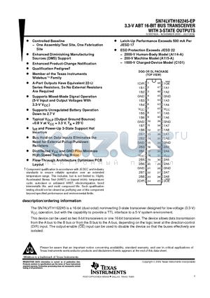 SN74LVTH162245-EP datasheet - 3.3-V ABT 16-BIT BUS TRANSCEIVER WITH 3-STATE OUTPUTS