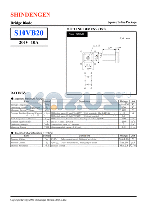 S10VB20 datasheet - Bridge Diode(200V 10A)