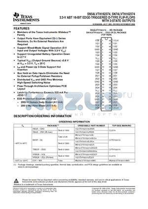 SN74LVTH162374DLG4 datasheet - 3.3-V ABT 16-BIT EDGE-TRIGGERED D-TYPE FLIP-FLOPS WITH 3-STATE OUTPUTS