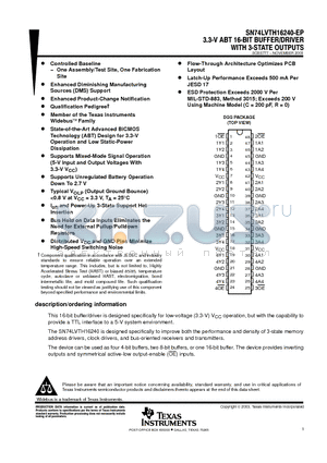 SN74LVTH16240-EP datasheet - 3.3-V ABT 16-BIT BUFFER/DRIVER WITH 3-STATE OUTPUTS