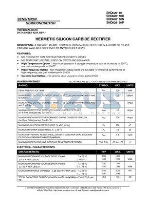 SHD626150P datasheet - HERMETIC SILICON CARBIDE RECTIFIER