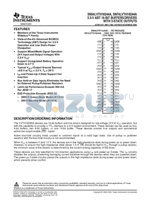 SN74LVTH16244ADLG4 datasheet - 3.3-V ABT 16-BIT BUFFERS/DRIVERS WITH 3-STATE OUTPUTS