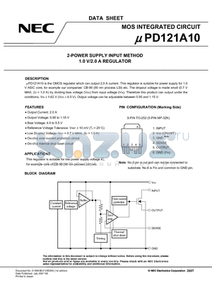 UPD121A10T1F datasheet - MOS INTEGRATED CIRCUIT