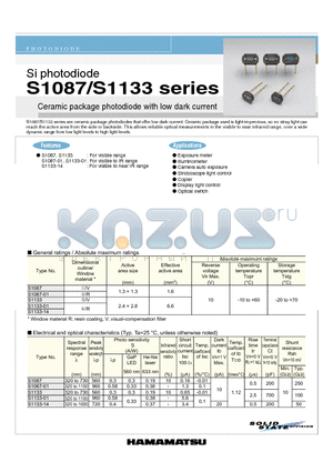 S1133-01 datasheet - Si photodiode