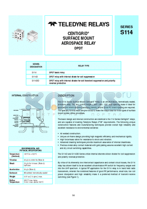 S114-6 datasheet - CENTIGRID SURFACE MOUNT AEROSPACE RELAY DPDT