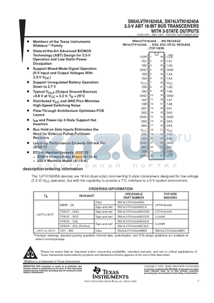 SN74LVTH16245AZQLR datasheet - 3.3-V ABT 16-BIT BUS TRANSCEIVERS WITH 3-STATE OUTPUTS