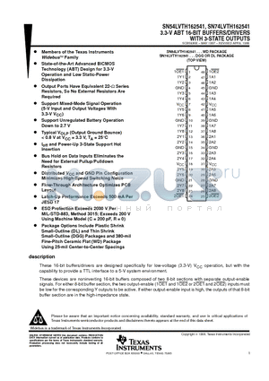 SN74LVTH162541 datasheet - 3.3-V ABT 16-BIT BUFFERS/DRIVERS WITH 3-STATE OUTPUTS