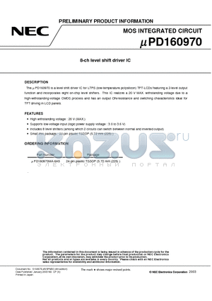 UPD160970MA datasheet - 8-ch level shift driver IC