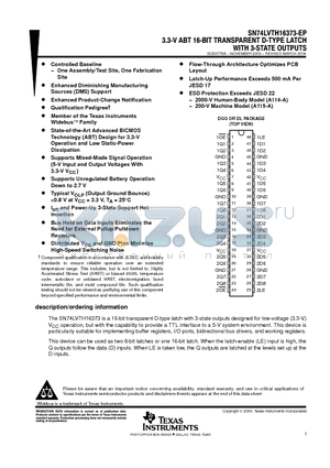 SN74LVTH16373-EP datasheet - 3.30V ABT 16-BIT TRANSPARENT D-TYPE LATCH WITH 3-STATE OUTPUTS