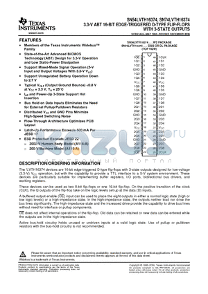 SN74LVTH16374DLR datasheet - 3.3V ABT 16 BIT EDGE - TRIGGERED D TYPE FLIP FLOPS WITH 3 STATE OUTPUTS