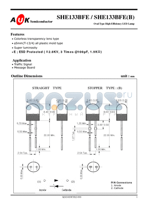 SHE133BFEB datasheet - Oval Type High Efficiency LED Lamp