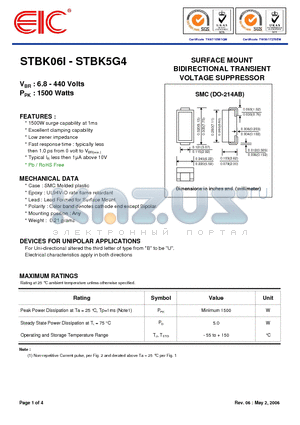 STBK016 datasheet - SURFACE MOUNT BIDIRECTIONAL TRANSIENT VOLTAGE SUPPRESSOR