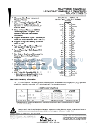 SN74LVTH16501DGGR datasheet - 3.3-V ABT 18-BIT UNIVERSAL BUS TRANSCEIVERS WITH 3-STATE OUTPUTS