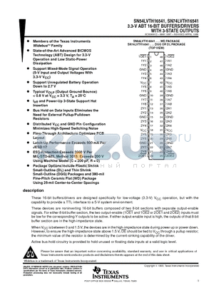 SN74LVTH16541DGG datasheet - 3.3-V ABT 16-BIT BUFFERS/DRIVERS WITH 3-STATE OUTPUTS