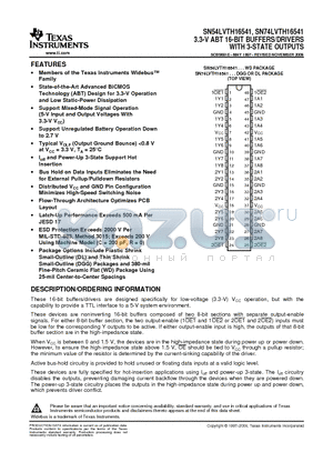 SN74LVTH16541DGGR datasheet - 3.3-V ABT 16-BIT BUFFERS/DRIVERS WITH 3-STATE OUTPUTS