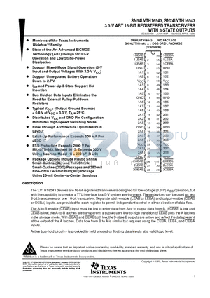 SN74LVTH16543DGG datasheet - 3.3-V ABT 16-BIT REGISTERED TRANSCEIVERS WITH 3-STATE OUTPUTS