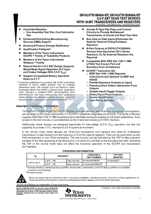 SN74LVTH18646A-EP datasheet - 3.3-V ABT SVAN TEST DEVICES WITH 18-BIT TRANSCEIVERS AND REGISTERS