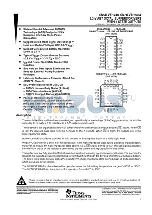 SN74LVTH240ADW datasheet - 3.3-V ABT OCTAL BUFFERS/DRIVERS WITH 3-STATE OUTPUTS