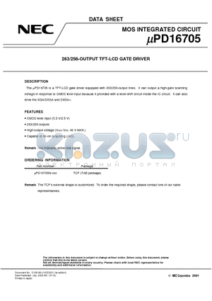 UPD16705N datasheet - 263/256-OUTPUT TFT-LCD GATE DRIVER