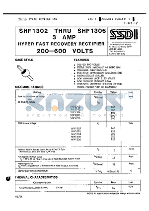 SHF1302 datasheet - HYPER FAST RECOVERY RECTIFIER 200-600 VOLTS