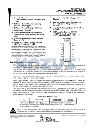 SN74LVTH241-EP datasheet - 3.3-V ABT OCTAL BUFFER/DRIVER WITH 3-STATE OUTPUTS