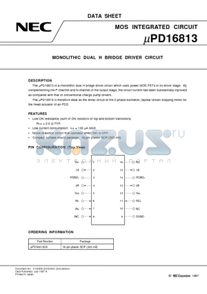 UPD16813GS datasheet - MONOLITHIC DUAL H BRIDGE DRIVER CIRCUIT