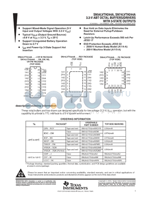 SN74LVTH244ADBLE datasheet - 3.3-v abt octal buffers/drivers with 3-state outputs