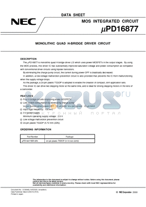 UPD16877 datasheet - MONOLITHIC QUAD H-BRIDGE DRIVER CIRCUIT