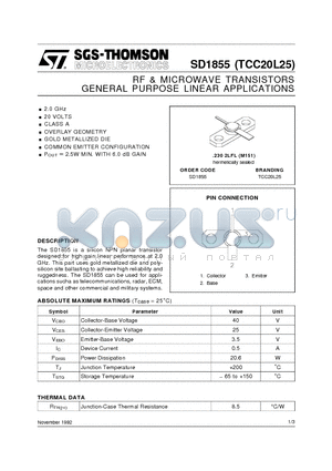 TCC20L25 datasheet - RF & MICROWAVE TRANSISTORS GENERAL PURPOSE LINEAR APPLICATIONS