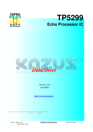 TP5299 datasheet - ECHO PROCESSOR IC