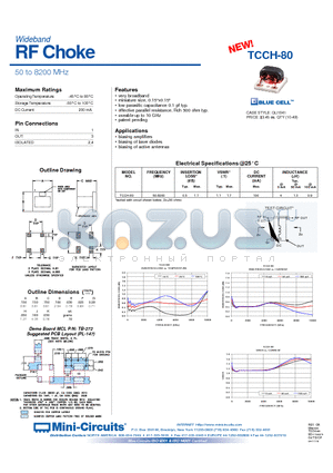 TCCH-80 datasheet - Wideband RF Choke 50 to 8200 MHz