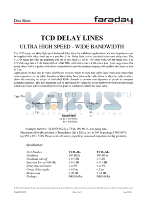 TCD050B01 datasheet - TCD DELAY LINES