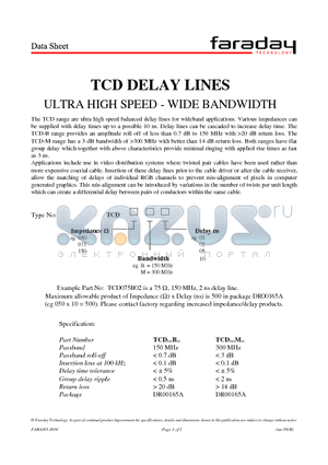 TCD075M10 datasheet - TCD DELAY LINES