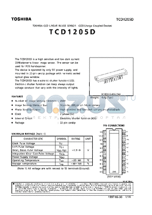 TCD1205D datasheet - CCD LINEAR IMAGE SENSOR