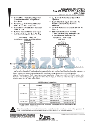 SN74LVTH273DWRE4 datasheet - 3.3-V ABT OCTAL D-TYPE FLIP-FLOPS WITH CLEAR