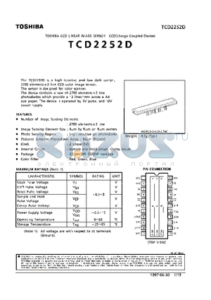 TCD2252D datasheet - CCD LINEAR IMAGE SENSOR