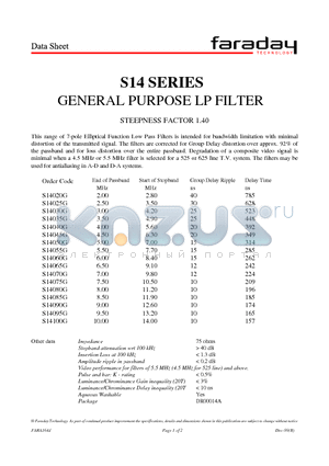 S14100G datasheet - GENERAL PURPOSE LP FILTER
