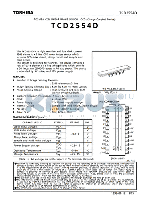 TCD2554D datasheet - CCD LINEAR IMAGE SENSOR